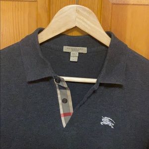 Burberry polo in charcoal with check detail